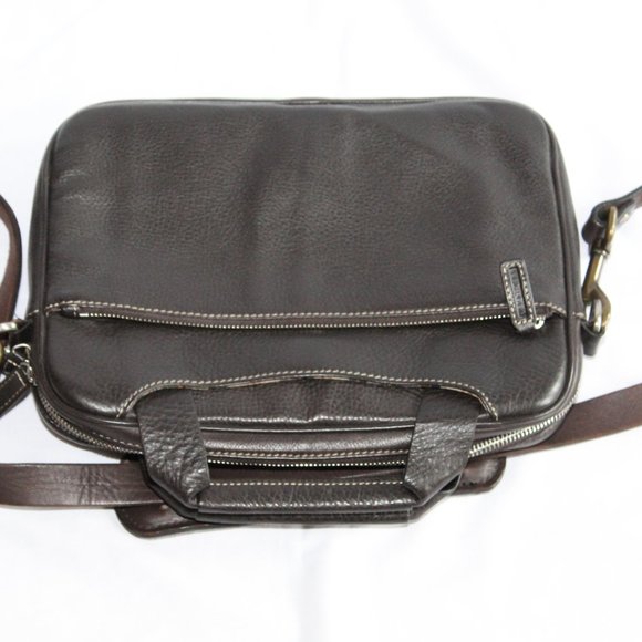 Levenger Brown Leather Multi-Use Messenger Crossbody Bag Organizer 11.5"x9" - Picture 7 of 16